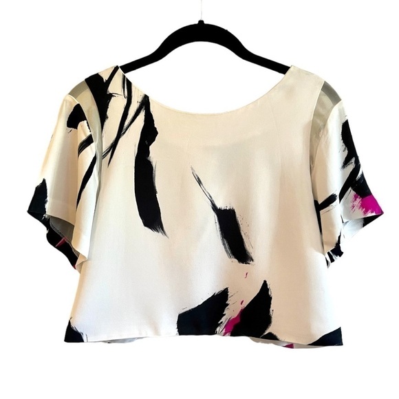 MILLY, NWOT, GORGEOUS, PRINT, CROP TOP. 100% SILK. SIZE P - Picture 2 of 8